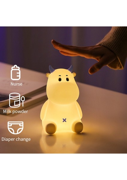 Çocuklar Çocuklar Için Gece Lambası Bebek Hediye Başucu Yatak Odası LED Hayvan Karikatür Lamba USB Şarj Edilebilir Kontak Sensörü (Pembe) (Yurt Dışından) fırsatları