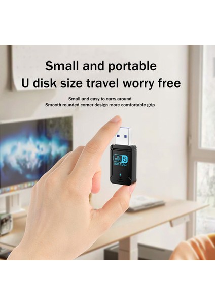 1300 Mbps Wifi Adaptörü USB Kablosuz Ağ Kartı Çift Bant 2.4 Ghz 5 Ghz Usb3.0 Wıfı Adaptörü Masaüstü Dizüstü Bilgisayar Için (Yurt Dışından)