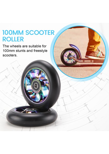 2 Adet 100MM Scooter Yedek Tekerlekler Rulmanlı Dublör Scooter Pu Tekerlekler Sallanan Arabalar, Aşırı Arabalar, Scooter (Yurt Dışından)