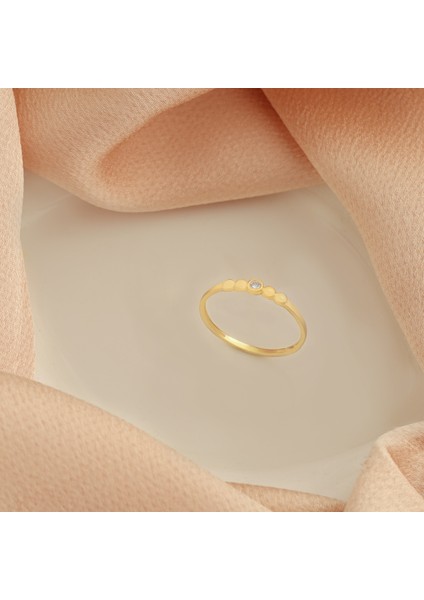 925 Ayar Gümüş Yanları Top Ortası Taş Yüzük