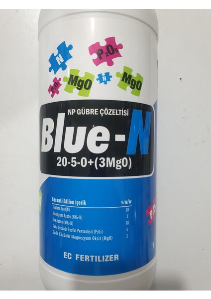 Blue-N 20-5-0+(3mgo) Sıvı Azo, Fosfor, Magnezyumlu Gübre 1 Lt
