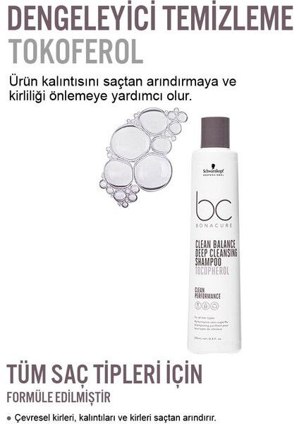 Bonacure Bc Clean Dengeleyici Derin Temizleme Şampuanı 250 ml x 3 Adet