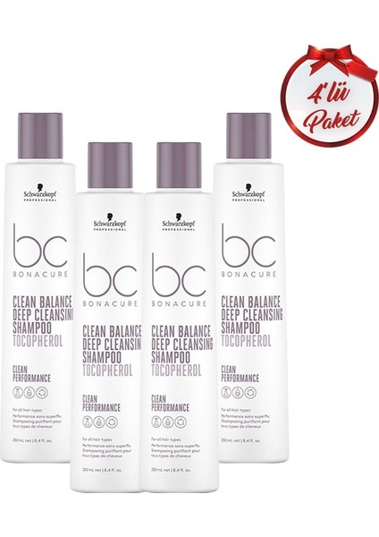 Bonacure Bc Clean Dengeleyici Derin Temizleme Şampuanı 250 ml x 4 Adet