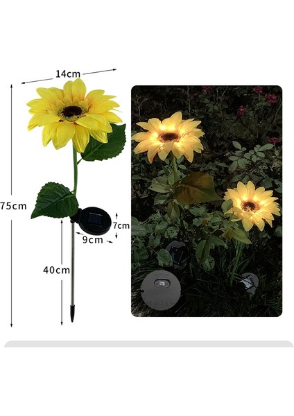 2pcs Ayçiçeği Şeklinde Güneş LED Işık, Kazıklı Bahçe Su Geçirmez Dekorasyon, Açık Avlu Çim Için Uygun (Yurt Dışından) fiyatları