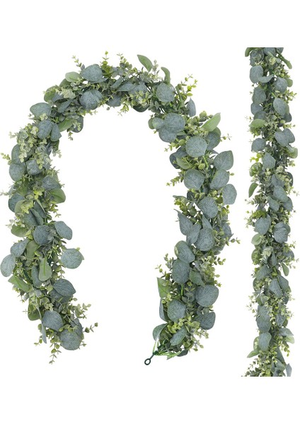 2 Paket 1.8 M Yapay Okaliptüs Çelenk Çelenk Faker Gümüş Dolar Yeşillik Çelenk Sarmaşıklar Masa Koşucu (Yurt Dışından)