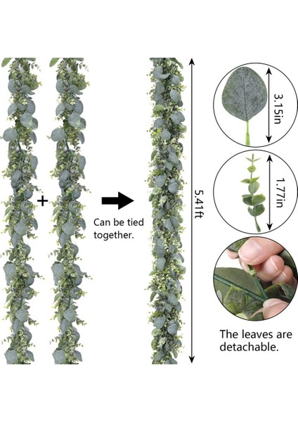 2 Paket 1.8 M Yapay Okaliptüs Çelenk Çelenk Faker Gümüş Dolar Yeşillik Çelenk Sarmaşıklar Masa Koşucu (Yurt Dışından) fiyatları