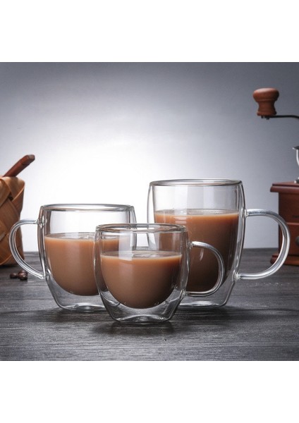 Şeffaf Cam Kahve Fincanı Süt Viski Çay Çift Isıya Dayanıklı Kokteyl Votka Şarap Kupa DRINKWARE-200ML (Yurt Dışından)