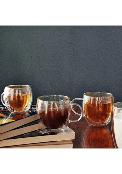Şeffaf Cam Kahve Fincanı Süt Viski Çay Çift Isıya Dayanıklı Kokteyl Votka Şarap Kupa DRINKWARE-200ML (Yurt Dışından)