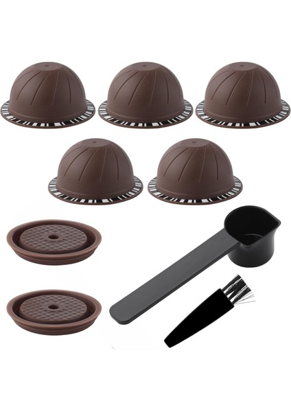 Makine Için Yeniden Kullanılabilir Kapsüller, 230ML Doldurulabilir Kahve Kapsülü, 2 Silikon Kapaklı, 1 Kaşık, 1 Fırça (Yurt Dışından)