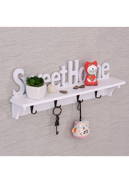 1 Adet 4 Kanca Raflar Şapka Anahtar Sahipleri Sweet Home Kelimeler Depolama Raf Asma Kancaları Duvara Monte Raf Tutucu (Yurt Dışından) fırsatları
