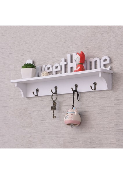 1 Adet 4 Kanca Raflar Şapka Anahtar Sahipleri Sweet Home Kelimeler Depolama Raf Asma Kancaları Duvara Monte Raf Tutucu (Yurt Dışından) indirimleri