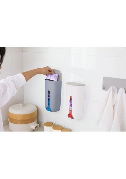 3'lü Paket Plastik Çöp Torbası Depolama Rafı Mutfak Banyo Duvara Monte Çöp Torbası Saklama Kutusu (Yurt Dışından)