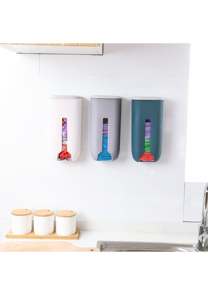 3'lü Paket Plastik Çöp Torbası Depolama Rafı Mutfak Banyo Duvara Monte Çöp Torbası Saklama Kutusu (Yurt Dışından)