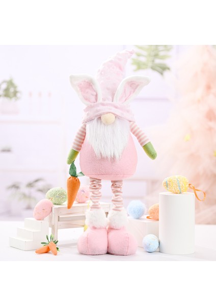 Gnome El Yapımı Tavşan Havuç Peluş Oyuncaklar Bebek Süsleri Çocuklar Paskalya Ev Partisi Dekoru, B (Yurt Dışından)