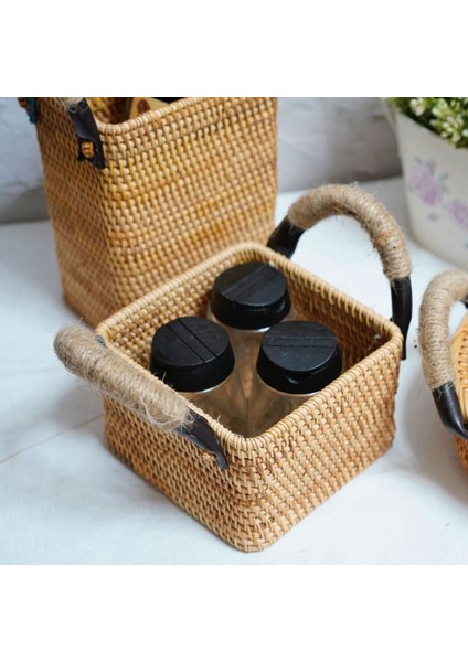 El Dokuması Rattan Depolama Tepsisi Saplı Yuvarlak Hasır Sepet Ekmek Yemek Tabağı Meyve Kek Tabağı Akşam Yemeği Servis Tepsisi A (Yurt Dışından) fiyatları