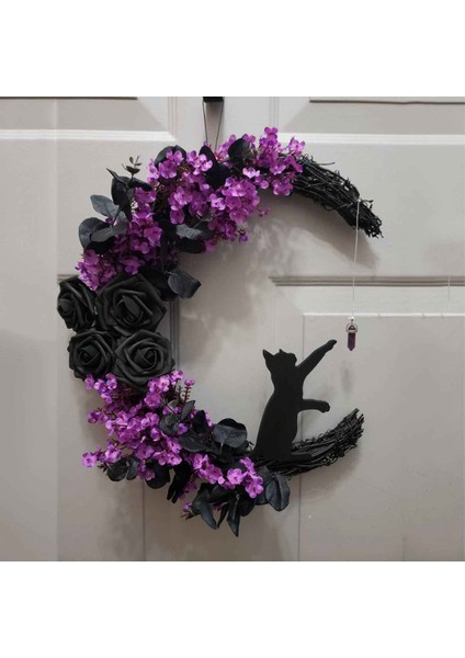 Hilal Garland Cadılar Bayramı Simülasyon Bitki Rattan Garland Dekoratif Hediye Için Siyah (Yurt Dışından) modelleri