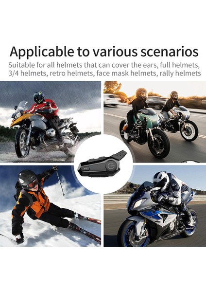 Bt5.0 Motosiklet Kulaklık Interkom Ara Bağlantı Açık Havada Sürüş Kaskı Kulaklık, Dsp+ Gürültü Azaltma Fonksiyonu ile (Yurt Dışından)