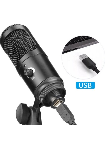 USB Kondenser Mikrofon 192KHZ/24BIT Yüksek Örnekleme Hızı Masaüstü Standı Bilgisayar Kayıt Kondenser Mikrofon Seti (Yurt Dışından)