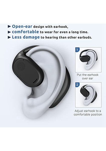 Açık Kulak Kulaklıkları, Bluetooth 5.3 Kablosuz Kulaklıklar Kulak Kancalı Gerçek Kablosuz Açık Kulak Kulaklıkları Spor Kulaklıkları (Yurt Dışından) fırsatları