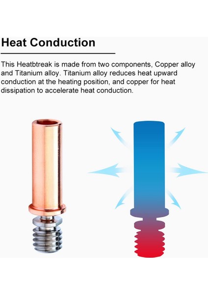 Anycubic Mega S, Mega Pro, Vyper 3D Yazıcı Parçaları Için Bimetal Heatbreak Bakır Titanyum Tc4 Boğaz Yüksek Sıcaklık (Yurt Dışından)
