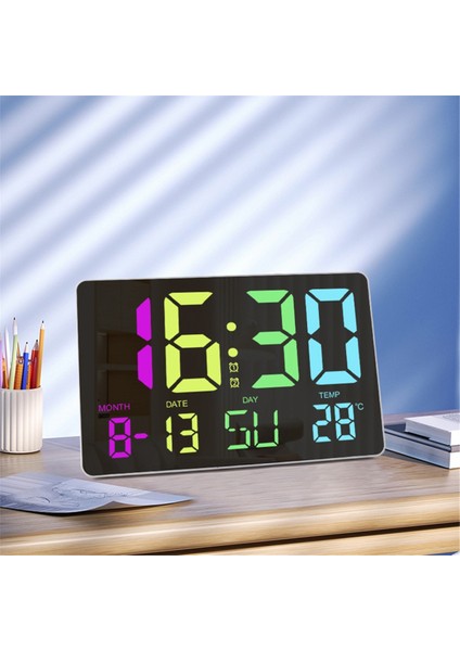 Dijital Duvar Saati Ekranı, Tarih, Sıcaklık, Erteleme, Ayarlanabilir Parlaklık, Siyah ile 11.2 Inç Gökkuşağı LED Saat (Yurt Dışından) modelleri