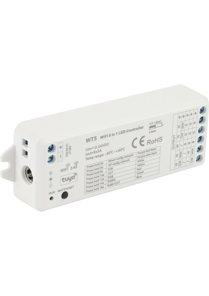Tuya LED Denetleyici 5 In 1 Dimmer Cct Rgb Rgbw Rgbww Rgbcct Şerit Akıllı Yaşam Wifi 2.4g Rf Uzaktan Kumanda 12-24 V Wt5 (Yurt Dışından)