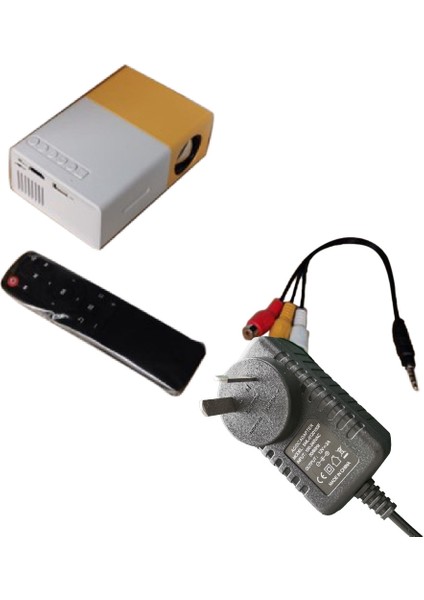 Okul Sezonu Çok Fonksiyonlu Sınıf Mini Projektör LED Mini Kablosuz 1080P Hd Projektör, Au Fişli, Sarı-Beyaz (Yurt Dışından)