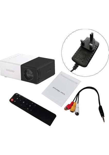 Okul Sezonu Çok Fonksiyonlu Sınıf Mini Projektör LED Mini Kablosuz 1080P Hd Projektör, Ingiltere Fişli, Siyah-Beyaz (Yurt Dışından)