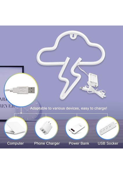 Bulut Neon Tabelalar LED Tabelalar Yatak Odası Dekor Usb/powered LED Gece Lambası Neon Işık Burcu Bar, Parti, Oda C (Yurt Dışından)