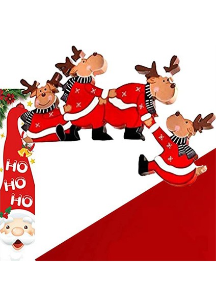 2pcs Noel Kapı Çerçevesi Süslemeleri Ahşap Süslemeler Noel Baba Christmaswood El Sanatları Noel (Yurt Dışından)