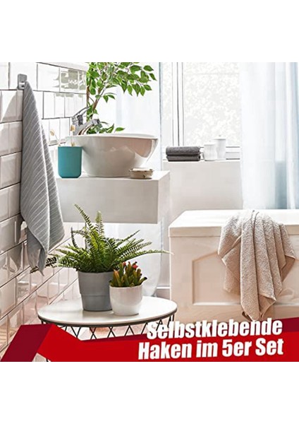 Havluluk Deliksiz, 5'li Paslanmaz Çelik Kanca Seti Kendinden Yapışkanlı, Islak Odaya Uygun Yapışkan Kanca (Yurt Dışından) fiyatları