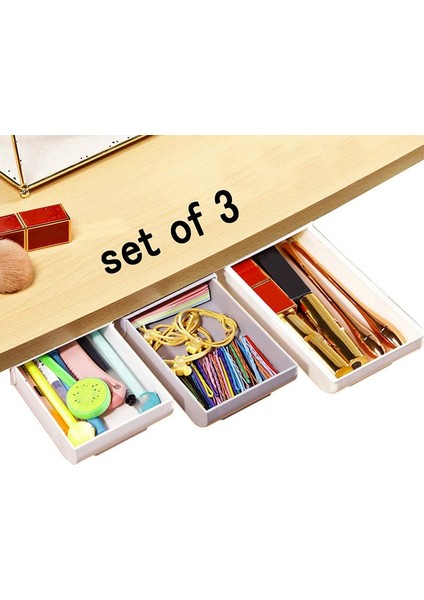 Masa Altı Çekmece,masa Altı Saklama Alanı,masaüstü Çekmeceler,masa Altı Düzenleyici,kendinden Yapışkanlı Kalemlik Çekmecesi,3'lü Paket (Yurt Dışından)