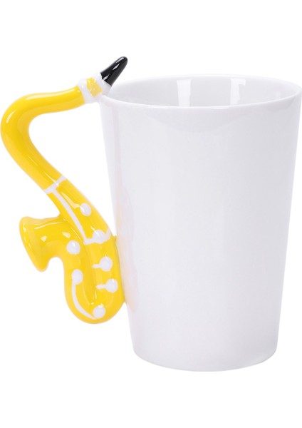 Saksafon Seramik Kahve Kupaları Porselen Süt Kupa Çay Fincanları Müzik Notları Ev Ofis Drinkware Tip C (Yurt Dışından)
