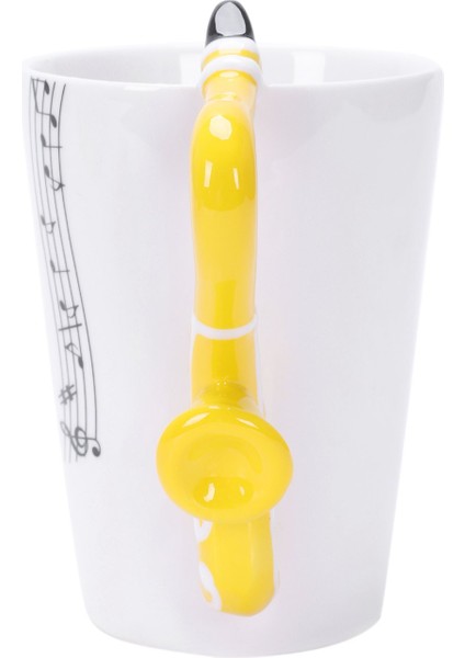 Saksafon Seramik Kahve Kupaları Porselen Süt Kupa Çay Fincanları Müzik Notları Ev Ofis Drinkware Tip C (Yurt Dışından)