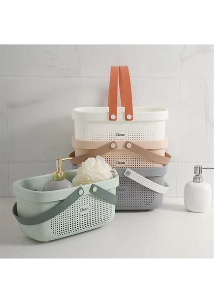 Plastik Saklama Sepeti Saplı Taşınabilir Duş Tote Organizatör Sepet Kutusu Banyo Mutfak Yurt Odası Yatak Odası C (Yurt Dışından)