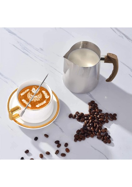 Süt Köpürtme Sürahisi 20 Oz (600ML), Haşlanma Önleyici Saplı Espresso Buharlama Sürahileri, Süt Köpürtücü Bardak Paslanmaz Çelik (Yurt Dışından)
