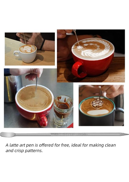 Süt Köpürtme Sürahisi 20 Oz (600ML), Haşlanma Önleyici Saplı Espresso Buharlama Sürahileri, Süt Köpürtücü Bardak Paslanmaz Çelik (Yurt Dışından)