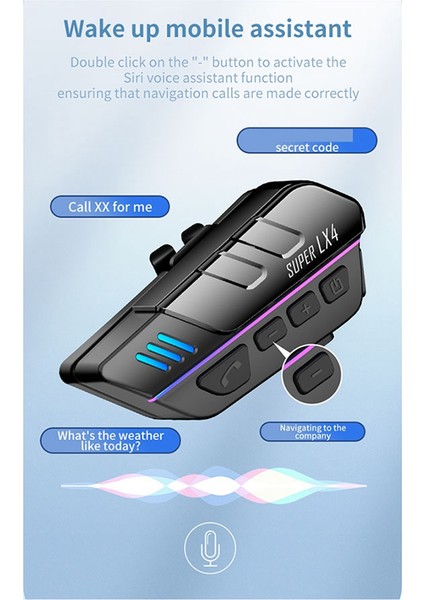 Lx4 Bluetooth Motosiklet Kask Kulaklık Kablosuz Handsfree Çağrı Su Geçirmez Stereo Parazit Önleyici Kulaklık Kırmızı (Yurt Dışından)
