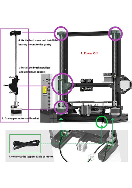 Ender 3 Için Çift Z Ekseni Yükseltme Kiti Kurşun Vidalı Step Motor, Creality Ender 3 Için 3D Yazıcı Aksesuarları Parçaları (Yurt Dışından)