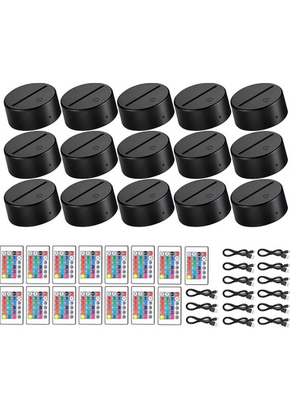 15 Takım 3D Gece LED Işık Lamba Tabanı 16 Renk LED Işık Ekran Tabanı Uzaktan Kumanda ile USB Işık Tabanı Akrilik Için (Yurt Dışından)