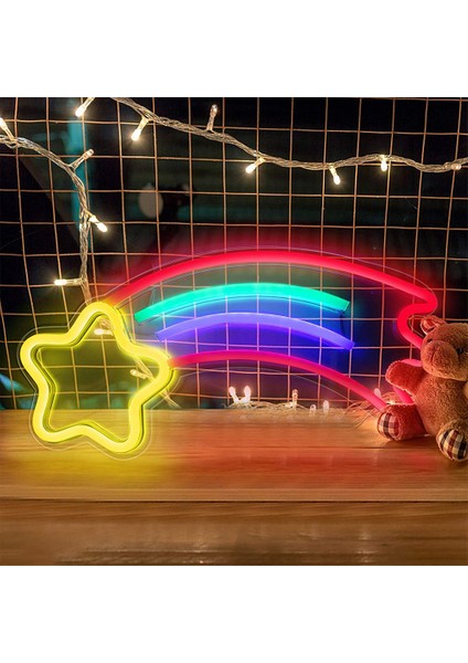 Neon Burcu LED Işık, Meteor Şekilli Neon Işık, Düğün / Doğum Günü ve Çocuk Odası Duvar Dekoru Için Akrilik Burcu LED Işıklar (Yurt Dışından)