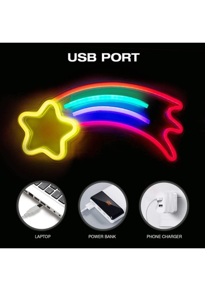 Neon Burcu LED Işık, Meteor Şekilli Neon Işık, Düğün / Doğum Günü ve Çocuk Odası Duvar Dekoru Için Akrilik Burcu LED Işıklar (Yurt Dışından)
