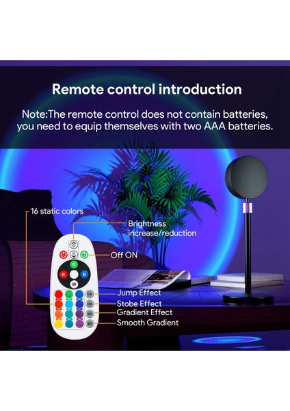 16 Renk Gün Batımı Gökkuşağı Gece Işığı Projektör Başucu Masa Lambası Günü Hediyesi USB Lamba Yatak Odası Atmosfer Lambası (Yurt Dışından)