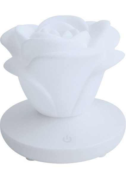 USB Şarj Gül Gece Lambası Üç Dişli Basın Romantik Masa Lambası LED Silikon Atmosfer Lambası Günü Hediyesi D (Yurt Dışından)