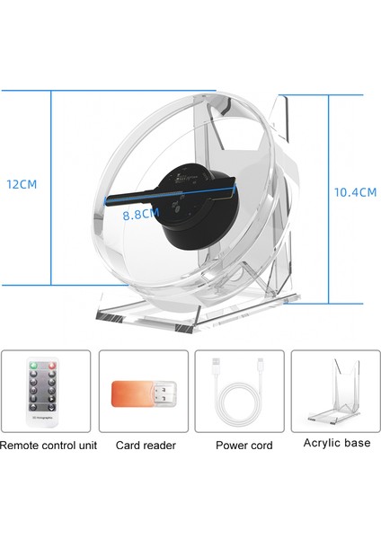 3D Fan Hologram Projektör Masaüstü LED Burcu Holografik Lamba Oynatıcı Uzaktan Ekran Desteği Görüntüler ve Video (Yurt Dışından)