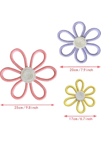 Boho Dekor Papatya Çiçek Dokuma Makrome Duvar Asılı Halat El Yapımı Dokuma Duvar Süsleme Kız Odası Çiçek Asılı Kolye A (Yurt Dışından)