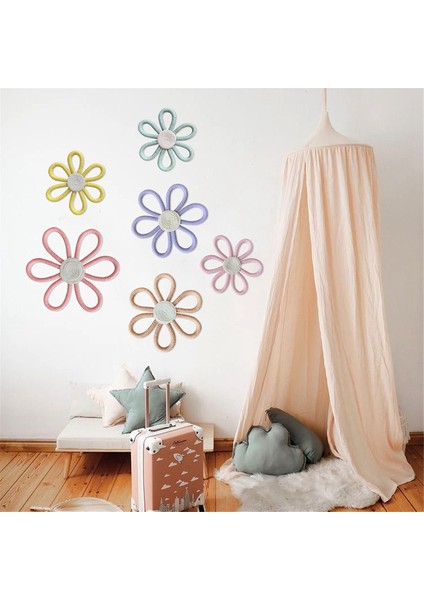 Boho Dekor Papatya Çiçek Dokuma Makrome Duvar Asılı Halat El Yapımı Dokuma Duvar Süsleme Kız Odası Çiçek Asılı Kolye A (Yurt Dışından)