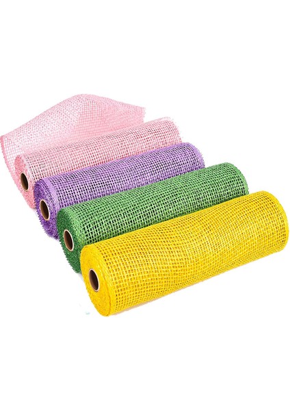 4 Rulo 10 Inç x 5 Yard Paskalya Örgü Şeritler Çuval Bezi File Şerit Dıy El Sanatları Dekor (Yurt Dışından)