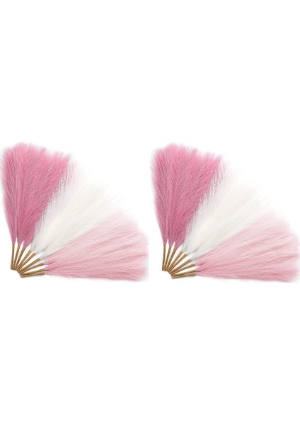 18 Adet Pampas Çim Pembe 17.7 Inç, Yapay Pampas Çim Sahte Pembe Pompas Çim Dekor, Çim Allık Boho Dekorasyon(A) (Yurt Dışından)