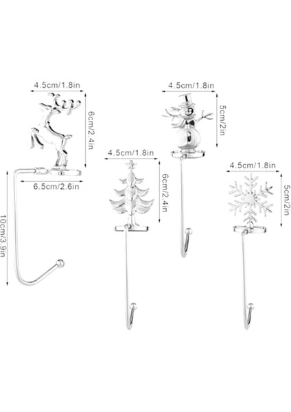 4 Adet Noel Çorap Tutucu, Metal Noel Ağacı Kar Tanesi Dekoratif Çorap Tutucu Noel Çorap Kanca Askıları (Yurt Dışından)